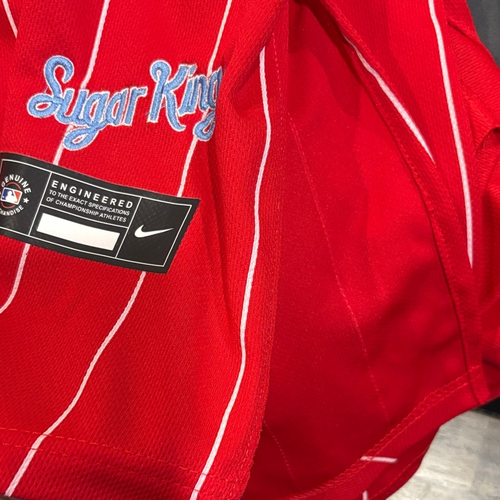 Nike Red Pinstripe Miami Marlins Sugar Kings Jersey - Picture 7 of 7